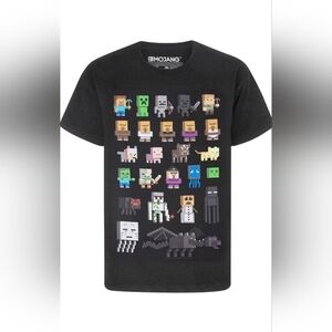 Minecraft T-Shirt Sprites Characters Gamer Gifts Kids Black Short Sleeve Top-7-8